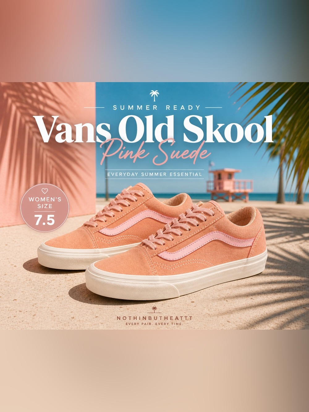 Vans Old Skool Pink Suede Low Top Women’s 7.5 Skate Casual Shoes